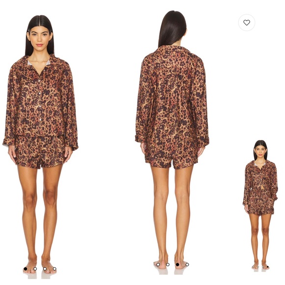 Free People Other - Free People Intimately Leopard Lounge Set NWT – Button Shirt + Shorts | XL